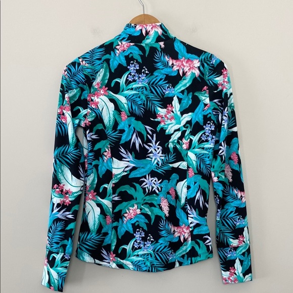 TOMMY BAHAMA Floral Quarter Zip Golf Long Sleeve Top Tropical UPF 50 Quick Dry S - Picture 7 of 10